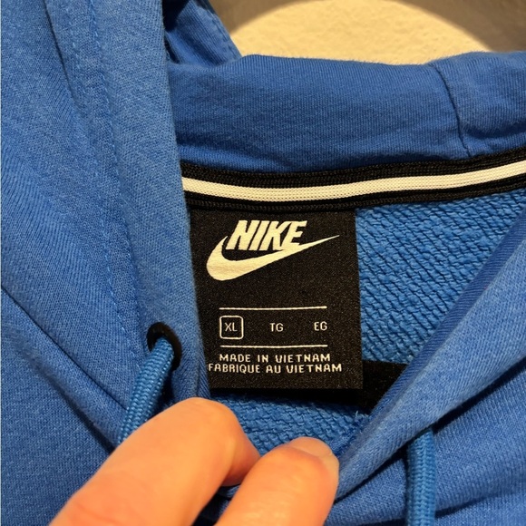 Nike Blue and White Cropped Logo Hoodie XL - Picture 2 of 5